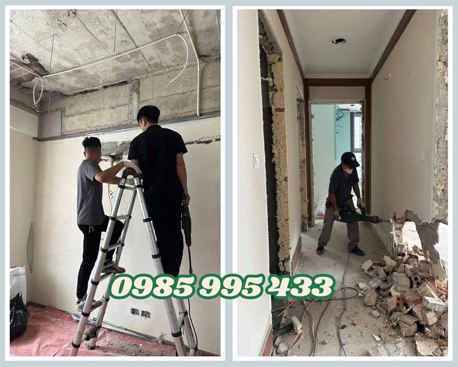 tháo dỡ vách trần thạch cao tại Long Biên