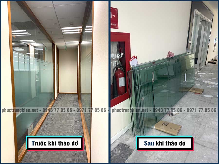 Dịch vụ tháo vách kính văn phòng tại Long Biên