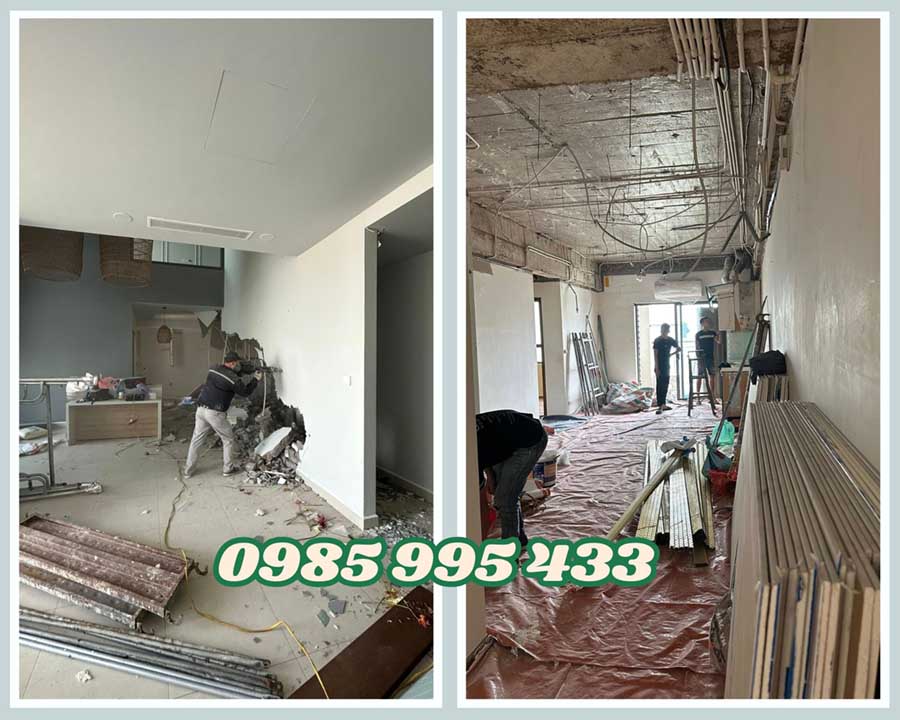 tháo dỡ vách trần thạch cao tại Cầu Giấy