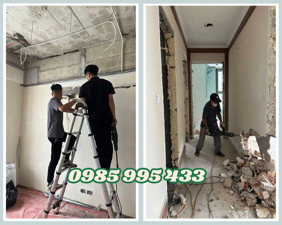 tháo dỡ vách trần thạch cao tại Cầu Giấy