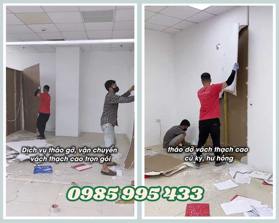 tháo dỡ vách trần thạch cao tại Cầu Giấy